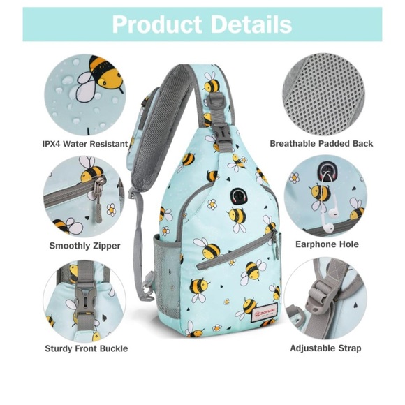 Bee Print Kids Sling Bag - Picture 3 of 5